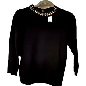Ann Taylor black and jeweled small petite top, new with tags!
